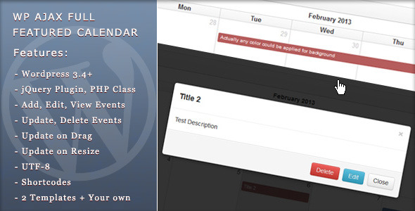 WP Ajax Full Featured Calendar  - CodeCanyon Item for Sale
