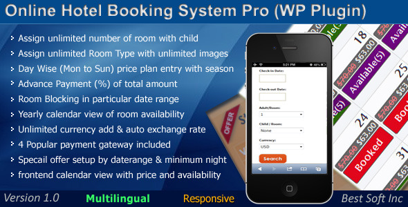 Online Hotel Booking System Pro (WordPress Plugin) - CodeCanyon Item for Sale