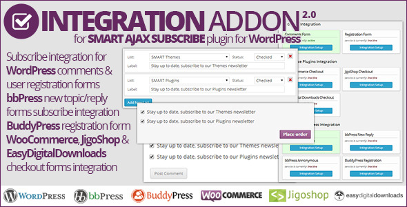 Smart AJAX Subscribe: Integration Addon - CodeCanyon Item for Sale