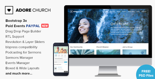 Adore Church - Responsive WordPress Theme - Churches Nonprofit