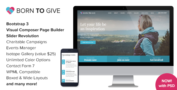 Born To Give - Charity Crowdfunding Responsive WordPress Theme - Charity Nonprofit