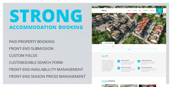 Accommodation Booking WordPress Theme - Multipurpose Listing Template - Strong - Real Estate WordPress
