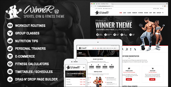 Winner - Sports, Gym & Fitness WordPress Theme - Health & Beauty Retail