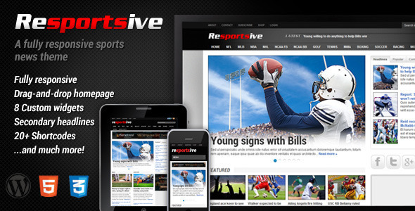 Resportsive - Responsive Sports News Theme - News / Editorial Blog / Magazine