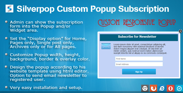 SilverPop Custom Popup Subscription for WordPress - CodeCanyon Item for Sale