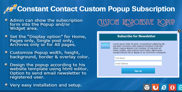 Constant Contact Custom Popup Subscription for WP - CodeCanyon Item for Sale
