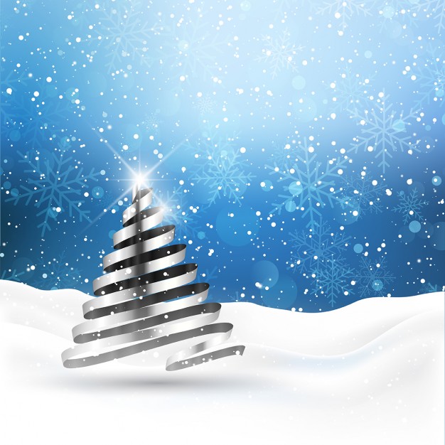 Background with silvery christmas tree Free Vector