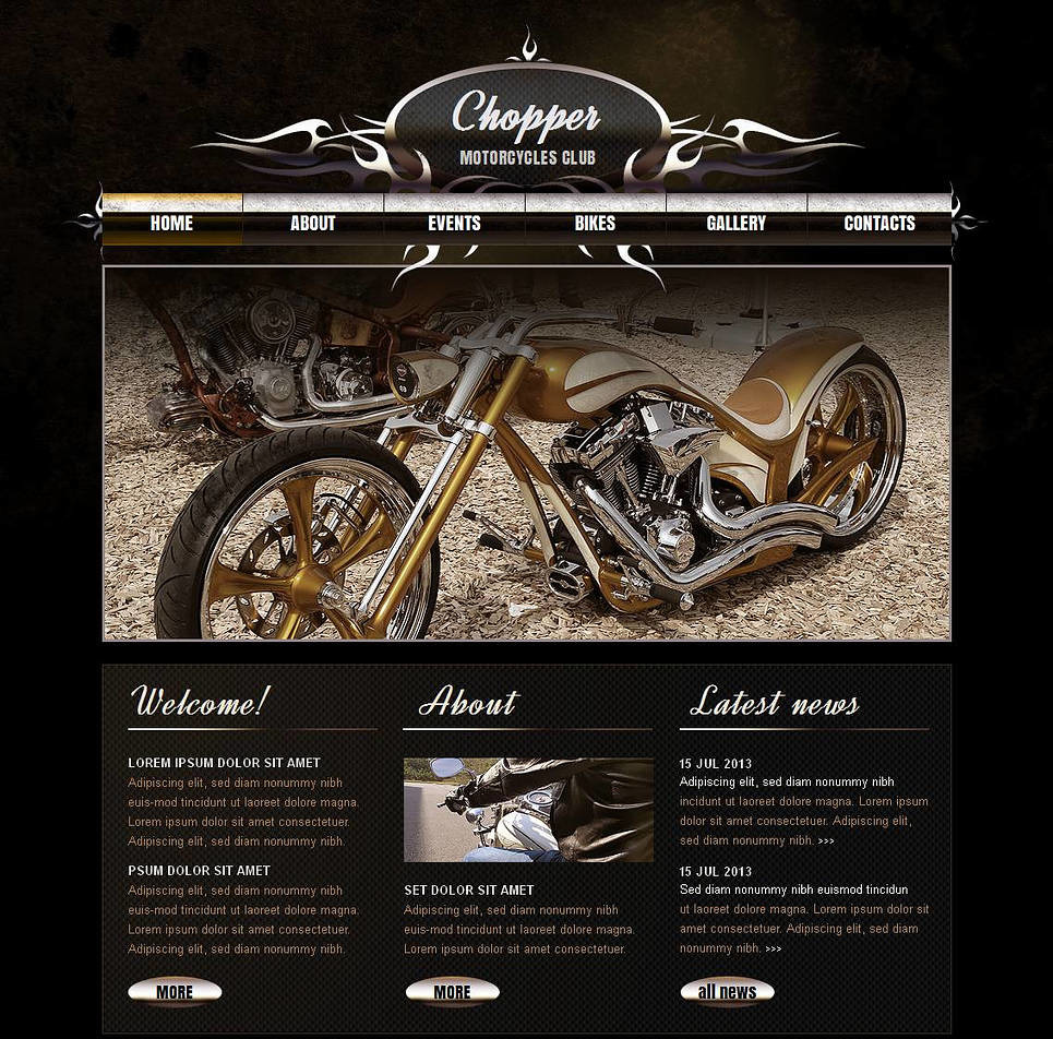 Biker Club Moto CMS HTML Template New Screenshots BIG