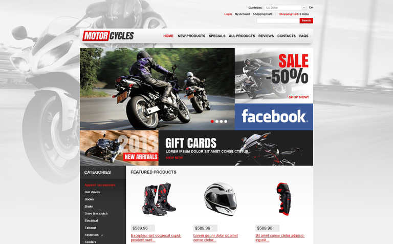 Motorcycles Store ZenCart Template New Screenshots BIG