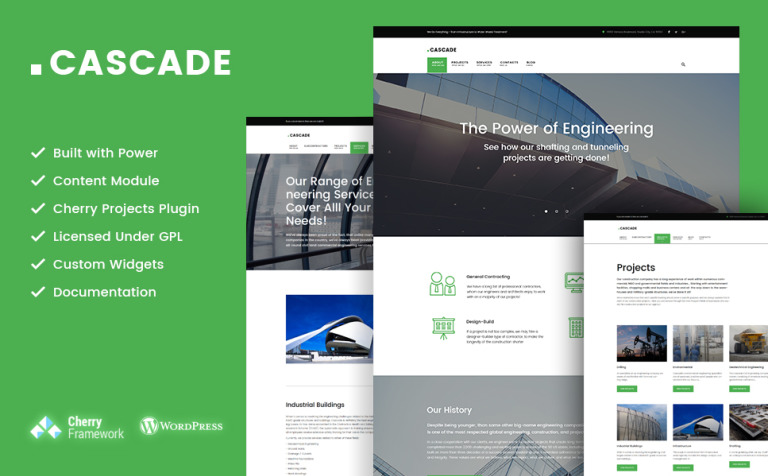 Cascade - civil engineering and constructions company WordPress Theme New Screenshots BIG
