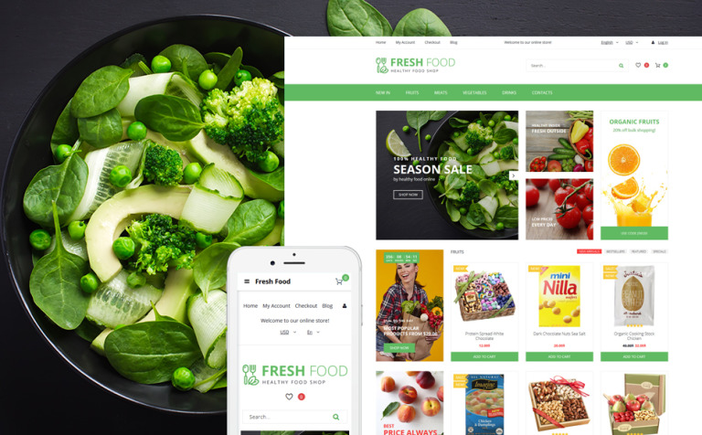 Fresh Food - Healthy & Organic Food Store OpenCart Template New Screenshots BIG