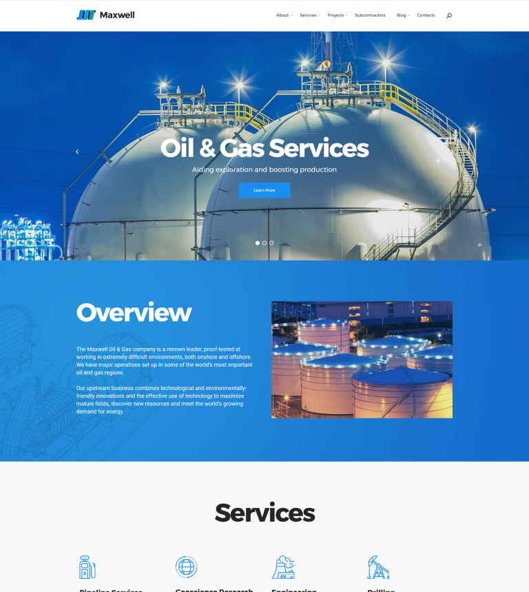 Maxwell - Oil & Gas Company Responsive WordPress Theme New Screenshots BIG