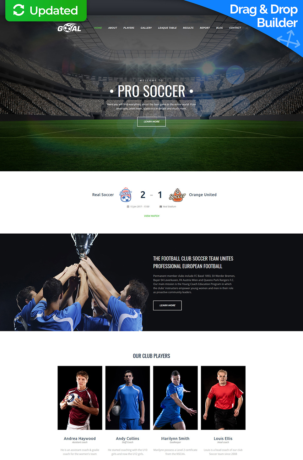 Soccer Club Premium Moto CMS 3 Template - image