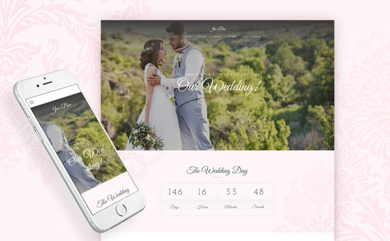 Jen+Ben - One Page Wedding WordPress Theme New Screenshots BIG