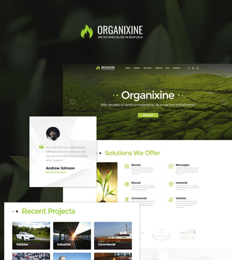 Organixine - Biofuel Company WordPress Theme New Screenshots BIG