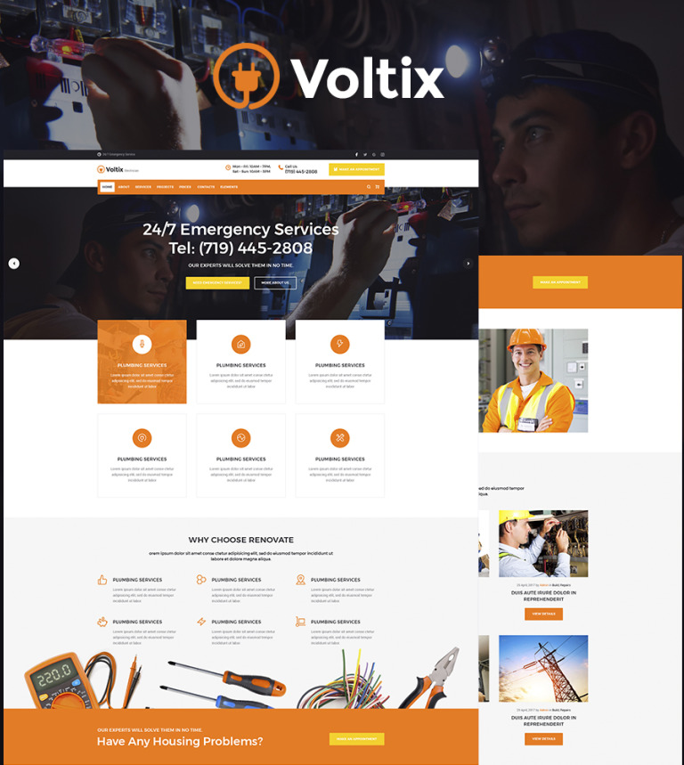 Voltix - Electrical Services WordPress Theme New Screenshots BIG