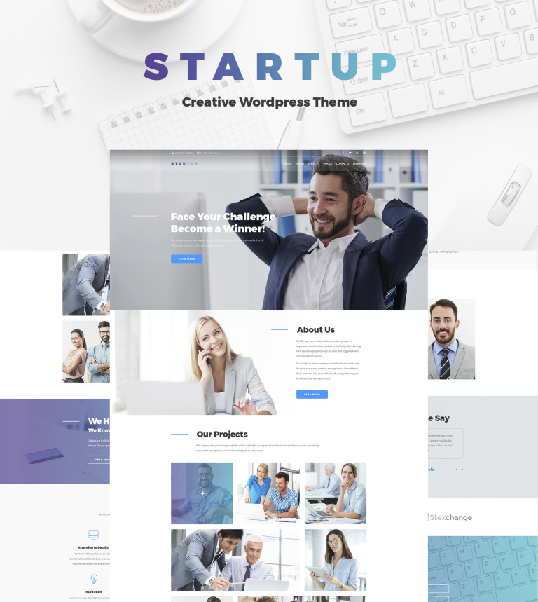 Startup Company One Page WordPress Theme New Screenshots BIG