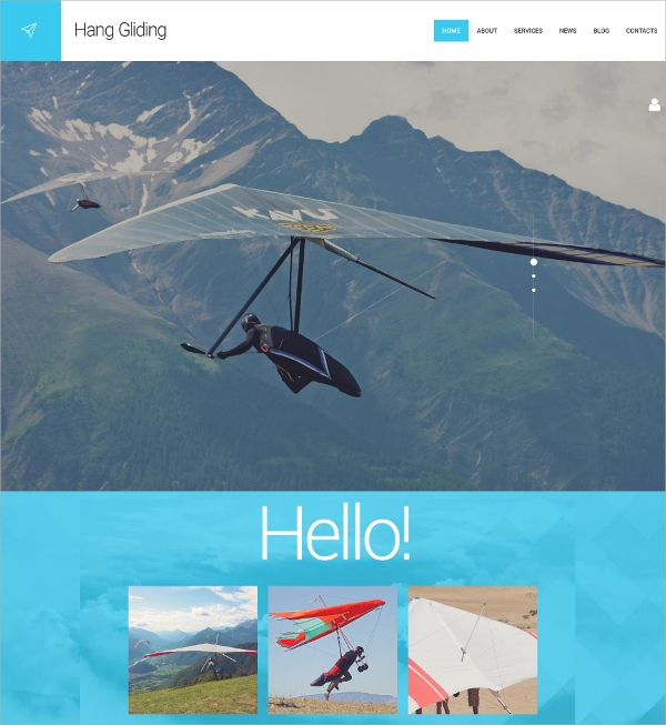 Hang Gliding Sport WordPress Theme $75