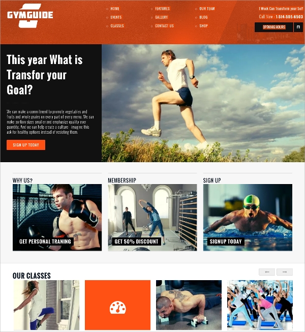 Gym Guide, Fitness Sport WordPress Theme $49