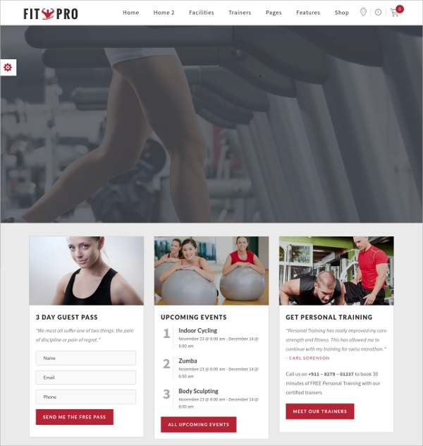 Events Fitness Gym Sports WordPress Theme $59