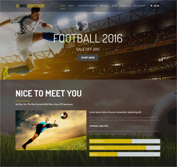 Soccer Sports WordPress Theme $19