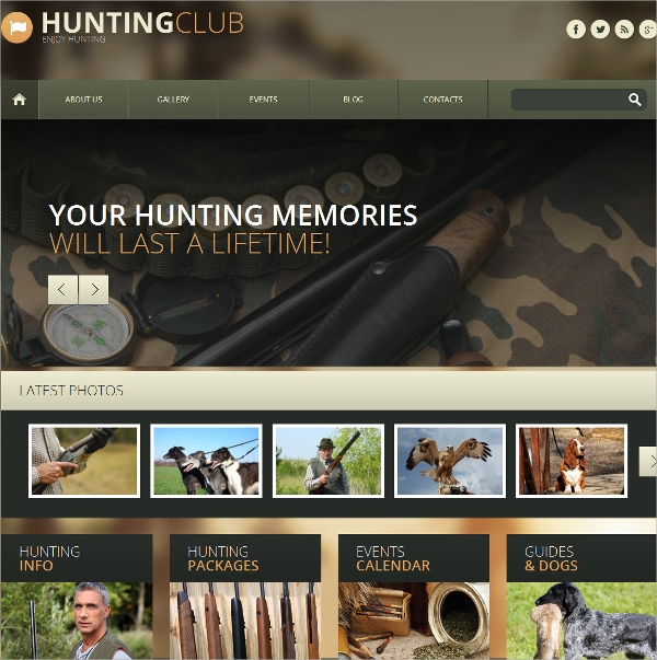 Hunting Sports Responsive WordPress Theme $75