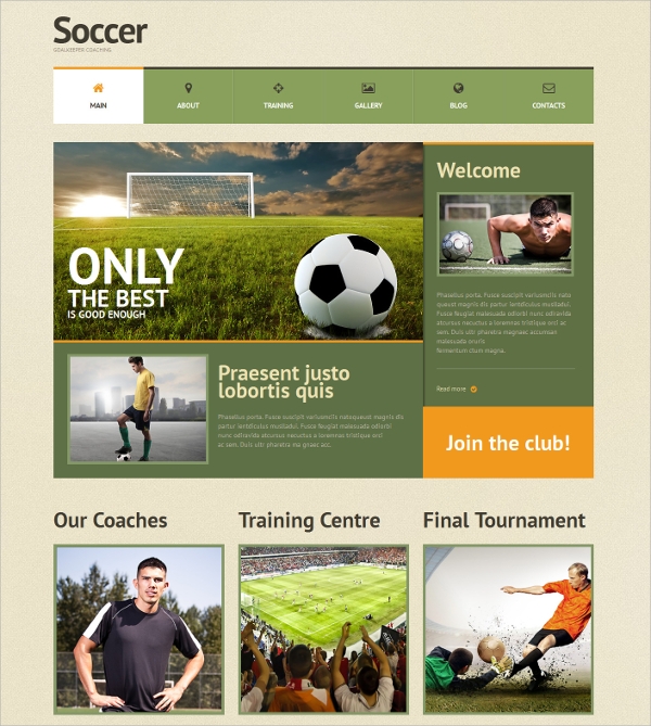Soccer Sports Responsive WordPress Theme $75